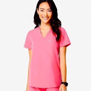 FIGS Catarina neon pink scrub top